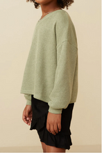 Load image into Gallery viewer, Brushed Fuzzy Ribbed VNeck Knit Top Sage - Youth
