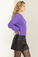 Load image into Gallery viewer, Crew Neck Long Crop Sweater - Wisteria
