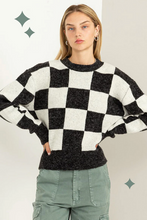 Load image into Gallery viewer, Weekend Checkered Long Sleeve Sweater - Black / Cream
