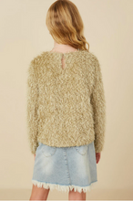 Load image into Gallery viewer, Long Sleeve Fuzzy Spangle Top Olive - Youth
