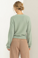 Load image into Gallery viewer, Soft &amp; Fuzzy V-Neck Sweater - Iceberg Green