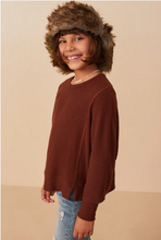 Load image into Gallery viewer, Brushed Rib Dolman Sleeve Top Brown - Youth