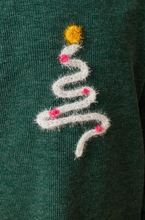 Load image into Gallery viewer, Handknit Tinsel Christmas Tree Sweater - Green