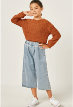 Load image into Gallery viewer, Oversized Popcorn Pullover Sweater Brown/Rust - Youth