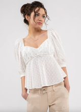 Load image into Gallery viewer, Textured Sweetheart Woven Top - White