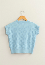 Load image into Gallery viewer, Basketweave Short Sleeve Top - Ice Blue