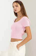 Load image into Gallery viewer, Scoop Neck Short Sleeve Knit - Pale Pink