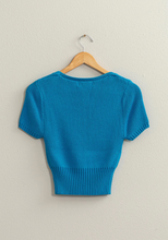 Load image into Gallery viewer, Scoop Neck Short Sleeve Knit - Blue

