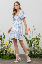 Load image into Gallery viewer, Floral Babydoll Mini Dress- Light Blue