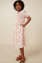 Load image into Gallery viewer, Floral Smocked V-Neck Dress Pink - Youth