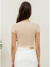 Load image into Gallery viewer, Eyelet Scallop Top - Taupe
