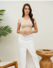 Load image into Gallery viewer, Eyelet Scallop Top - Taupe
