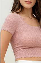 Load image into Gallery viewer, Eyelet Scallop Top - Light Pink
