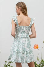 Load image into Gallery viewer, Shirred Waist Ruffle Strap Midi Dress - Light Mint Floral
