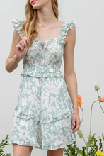 Load image into Gallery viewer, Shirred Waist Ruffle Strap Midi Dress - Light Mint Floral
