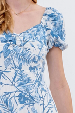Load image into Gallery viewer, Botanical Print Split Thigh Midi Dress - Blue
