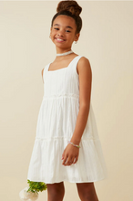 Load image into Gallery viewer, Textured Tiered Ruffle Dress White - Youth
