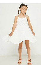 Load image into Gallery viewer, Lace Bodice Tiered Tank Dress White - Youth
