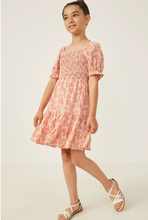 Load image into Gallery viewer, Botanical Print Smocked Dress Pink - Youth
