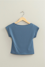 Load image into Gallery viewer, Open Back Short Sleeve Top - Blue
