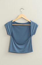 Load image into Gallery viewer, Open Back Short Sleeve Top - Blue

