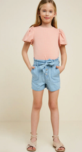 Load image into Gallery viewer, French Terry Bubble Sleeve Top Peach - Youth
