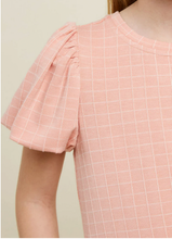 Load image into Gallery viewer, French Terry Bubble Sleeve Top Peach - Youth

