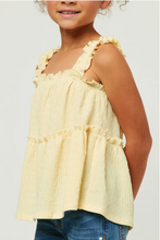 Load image into Gallery viewer, Textured Knit Ruffle Strap Top Yellow - Youth
