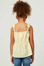 Load image into Gallery viewer, Textured Knit Ruffle Strap Top Yellow - Youth
