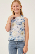 Load image into Gallery viewer, +Ruffle Trim Floral Chiffon Tank - Youth
