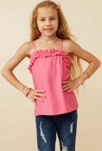 Load image into Gallery viewer, Exaggerated Ruffle Cami Tank Pink - Youth

