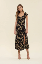 Load image into Gallery viewer, +Black Floral Side Slit Midi Dress
