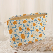 Load image into Gallery viewer, Sketched Flower Corduroy Cosmetic Bag
