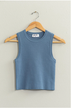 Load image into Gallery viewer, +Ribbed Knit Cropped Tank - Blue
