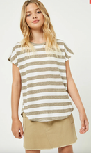 Load image into Gallery viewer, +Heathered Stripe Knit Oversized Top Mocha - Youth
