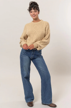 Load image into Gallery viewer, +Cable Knit Balloon Sleeve Sweater - Taupe
