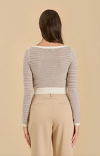 Load image into Gallery viewer, Boat Neck Pattern Knit Sweater - Taupe/Cream
