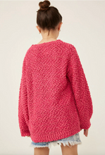 Load image into Gallery viewer, Oversized Popcorn Pullover Sweater Hot Pink - Youth
