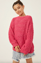 Load image into Gallery viewer, Oversized Popcorn Pullover Sweater Hot Pink - Youth
