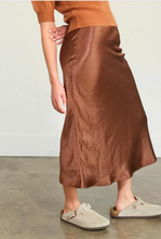 Load image into Gallery viewer, High Waist Satin Midi Skirt - Chestnut
