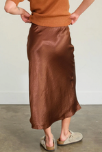 Load image into Gallery viewer, High Waist Satin Midi Skirt - Chestnut
