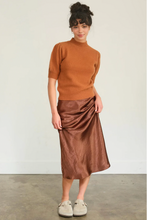 Load image into Gallery viewer, High Waist Satin Midi Skirt - Chestnut
