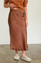 Load image into Gallery viewer, High Waist Satin Midi Skirt - Chestnut
