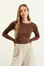 Load image into Gallery viewer, Fitted Round Neck Long Sleeve - Coffee Bean
