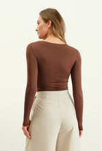 Load image into Gallery viewer, Fitted Round Neck Long Sleeve - Coffee Bean
