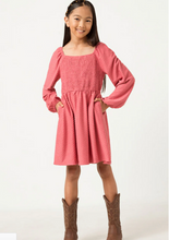 Load image into Gallery viewer, Swiss Dot Smocked Long Sleeve Dress - Mauve
