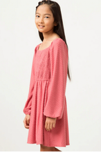 Load image into Gallery viewer, Swiss Dot Smocked Long Sleeve Dress - Mauve
