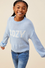 Load image into Gallery viewer, Cozy Graphic Knit Pullover Blue - Youth
