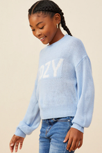 Load image into Gallery viewer, Cozy Graphic Knit Pullover Blue - Youth
