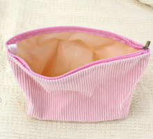 Load image into Gallery viewer, Lined Corduroy Makeup Bag - Pink
